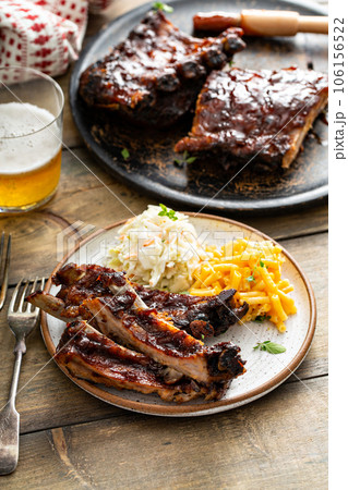 Barbeque meal with ribs and side dishes Barbeque meal with ribs and side dishes 106156522