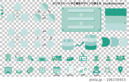 A set of illustrations and icons that can be used for business and factory design (green) A set of illustrations and icons that can be used for business and factory design (green) 106156933