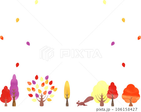 紅葉した木とリスのフレーム1 106158427