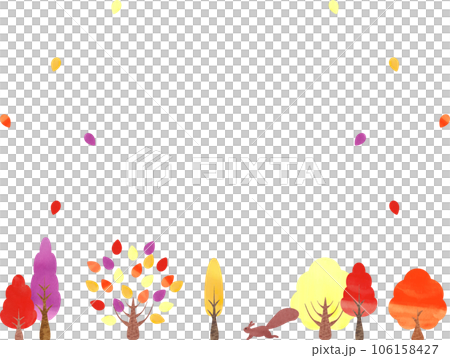 紅葉した木とリスのフレーム1 106158427