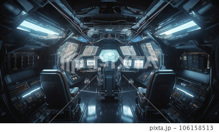 宇宙船のコックピット　AI生成画像　ジェネレーティブAI 106158513