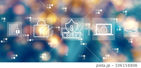 Cyber security theme with blurred city at night Cyber security theme with blurred city at night 106158806