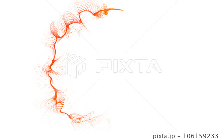 3D abstract digital technology red-orange particles wave 106159233