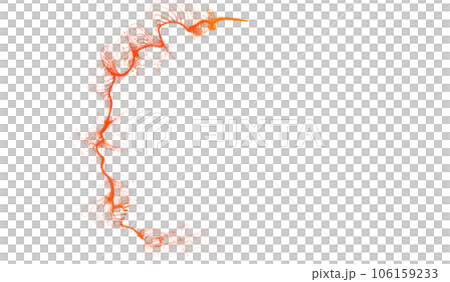 3D abstract digital technology red-orange particles wave 106159233