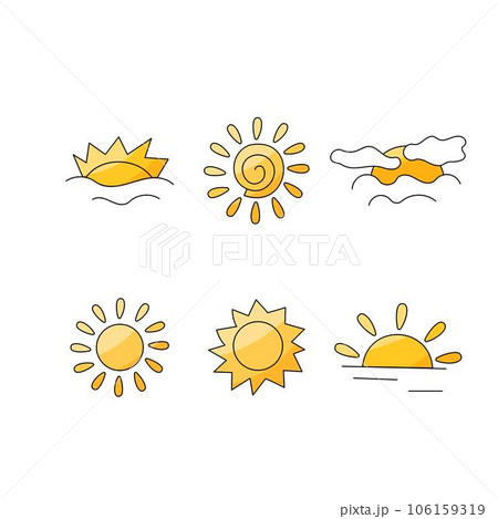 sun weather heat clouds sea horizon set 106159319