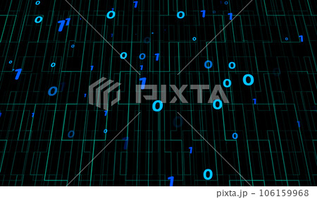 3D abstract digital technology blue light particles network wave on blue background. 106159968