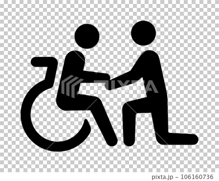 Wheelchair, nursing care, welfare (care worker, caregiver) vector icon Wheelchair, nursing care, welfare (care worker, caregiver) vector icon 106160736