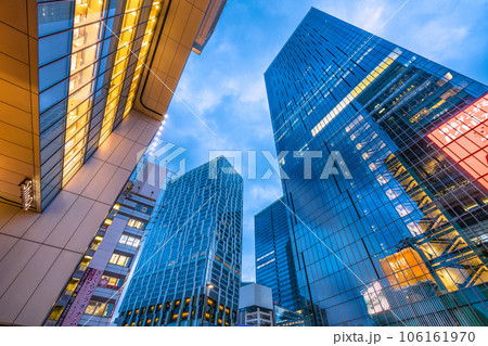 日本の東京都市景観 渋谷4棟。桜丘口再開発や窓ガラスに映る渋谷ヒカリエなどを望む＝8月19日 106161970