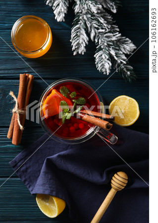 Concept of delicious hot drink - tea, berry - fruit tea 106162693