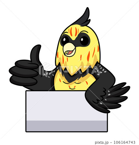 Cute crested barbet bird cartoon giving thumb up 106164743