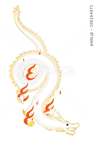 下り龍（竜、辰、ドラゴン）、2024年辰年の年賀状素材のイラスト素材