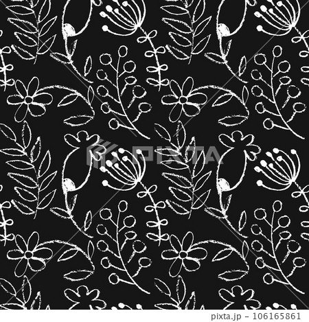 Artwork Chalk Drawn Flowers Seamless Background Artwork Chalk Drawn Flowers Seamless Background 106165861