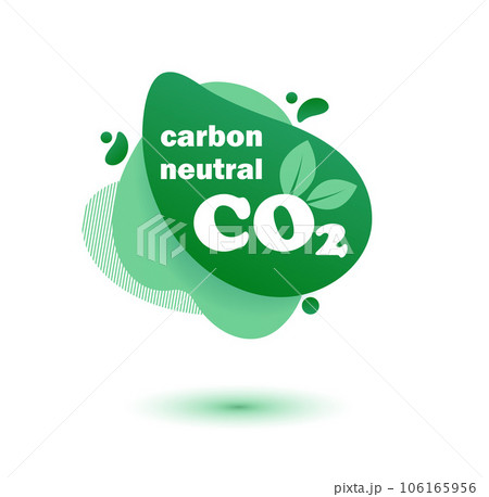 Neutral carbon CO2 stamp. Stiker neutral carbon dioxyde footprint 106165956