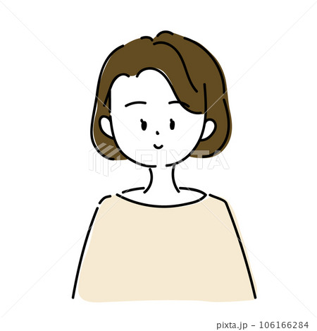 ノーマルな表情の女性のイラスト 106166284