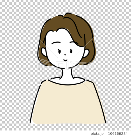 ノーマルな表情の女性のイラスト 106166284