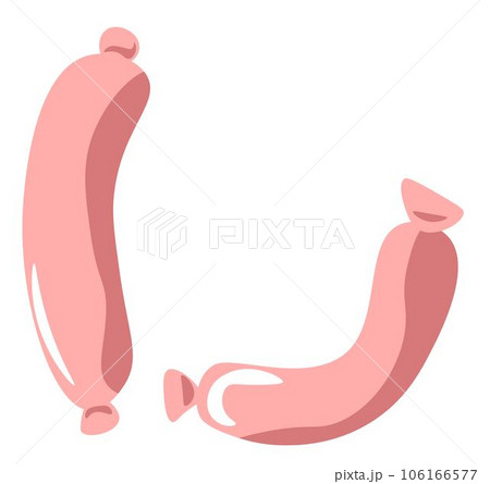 Boiled sausages, poultry or pork, beef meat vector Boiled sausages, poultry or pork, beef meat vector 106166577