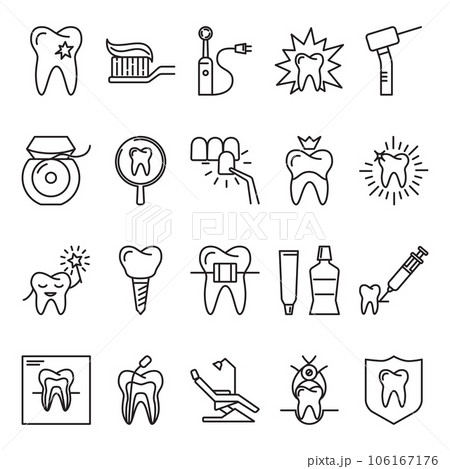 Stomatology icon set in thin line style 106167176
