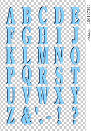 3D Font Pack 7［Alphabet/cap/立体文字/アルファベット］ブルー,青 106167399