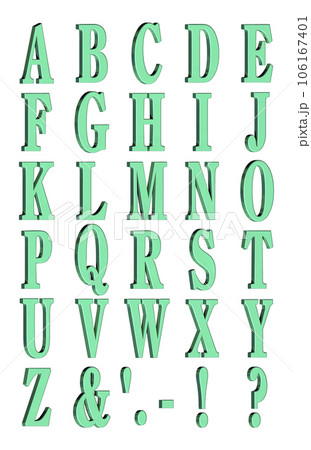 3D Font Pack 7［Alphabet/cap/立体文字/アルファベット］グリーン,緑 106167401