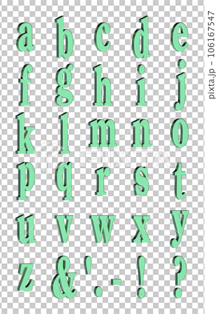 3D Font Pack 7［Alphabet/sml/立体文字/アルファベット］グリーン,緑 106167547