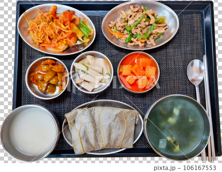 Korean food for hospitalized patients in Korea, isolated on transparent background Korean food for hospitalized patients in Korea, isolated on transparent background 106167553
