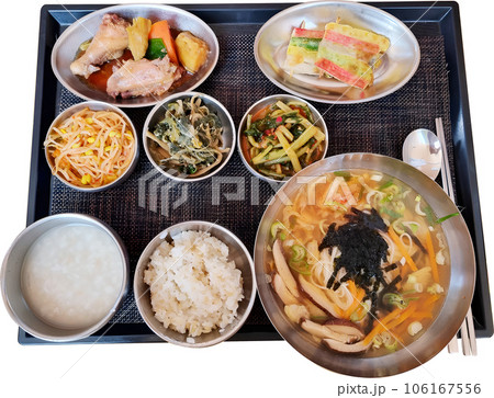 Korean food for hospitalized patients in Korea, isolated on transparent background Korean food for hospitalized patients in Korea, isolated on transparent background 106167556