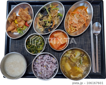 Korean food for hospitalized patients in Korea, isolated on transparent background Korean food for hospitalized patients in Korea, isolated on transparent background 106167601
