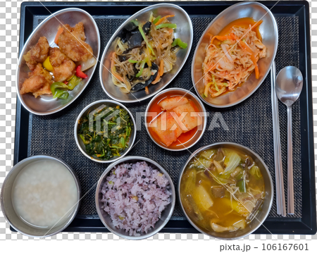 Korean food for hospitalized patients in Korea, isolated on transparent background Korean food for hospitalized patients in Korea, isolated on transparent background 106167601