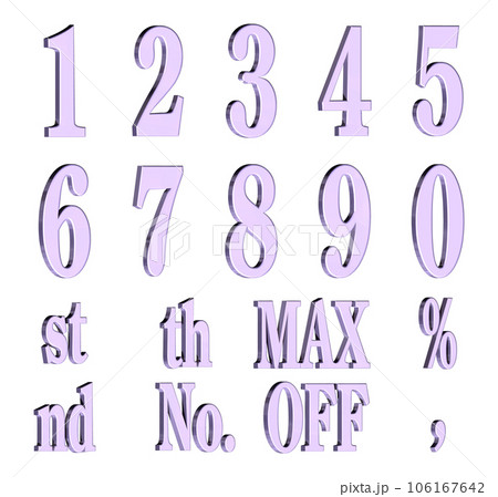 3D Font Pack 7［Number/立体文字/数字］パープル,紫 106167642
