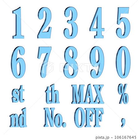 3D Font Pack 7［Number/立体文字/数字］ブルー,青 106167645