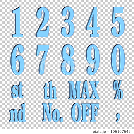 3D Font Pack 7［Number/立体文字/数字］ブルー,青 106167645