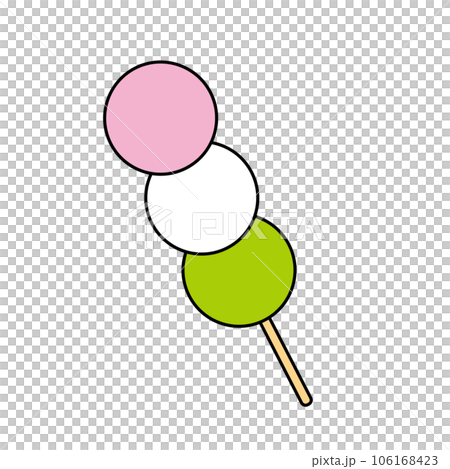 シンプルで可愛い三色団子のイラスト　白背景　ベクター　主線あり　クリップアート 106168423