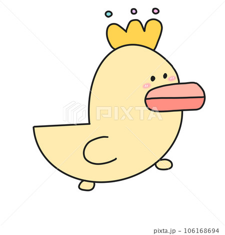 Cute duck drawing duckling sticker set Royalty Free Vector