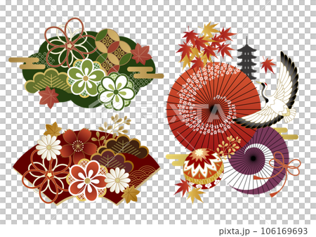 Gorgeous autumn Japanese pattern decoration set Gorgeous autumn Japanese pattern decoration set 106169693
