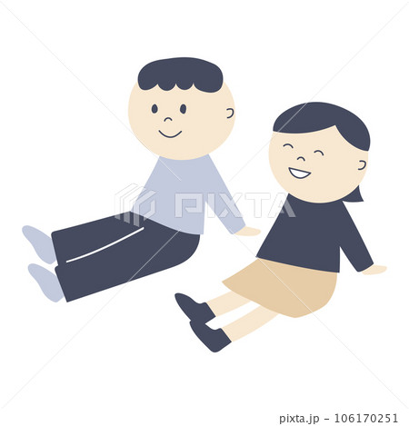 地面に座る男女のイラスト 106170251