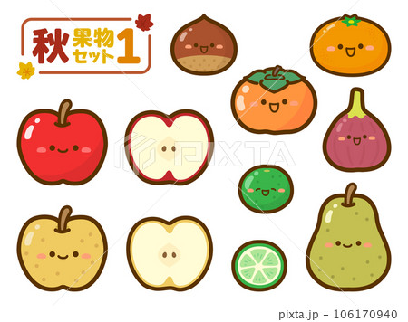 秋の味覚、フルーツのイラストセット 106170940