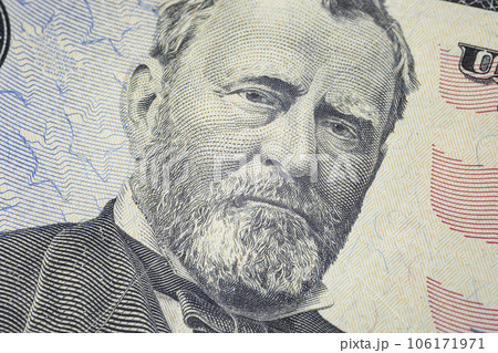 close-up portrait on a fifty dollar bill 106171971