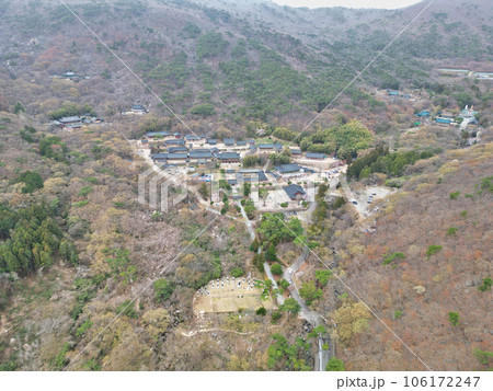 Aerial view of beomeosa buddhist temple, Busan , South Korea, Asia Aerial view of beomeosa buddhist temple, Busan , South Korea, Asia 106172247