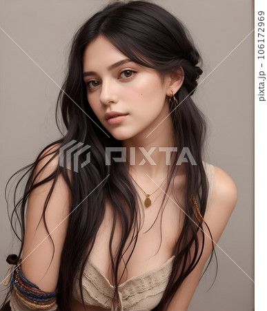 個性的で民族的なファッションの美しい女性 個性的で民族的なファッションの美しい女性 106172969