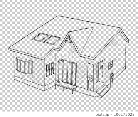 可愛的一層房子（天窗和完全打開的窗框） 106173028