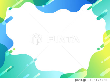 ブルーとグリーンの幾何学パターンのフレーム背景素材 106173566