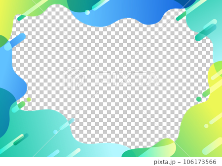 ブルーとグリーンの幾何学パターンのフレーム背景素材 106173566