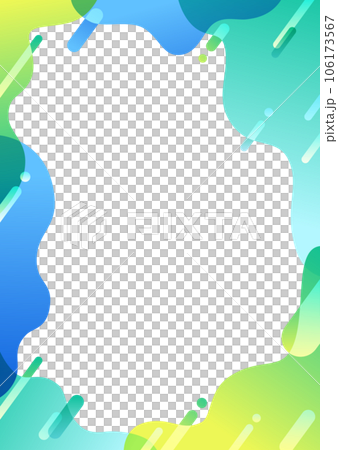 ブルーとグリーンの幾何学パターンのフレーム背景素材 106173567