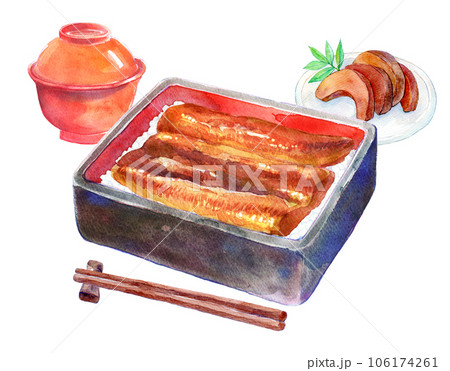 うな重セット　水彩イラスト　うなぎ屋 106174261