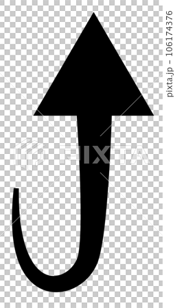 先向下然後向上的箭頭(黑色) 先向下然後向上的箭頭(黑色) 106174376