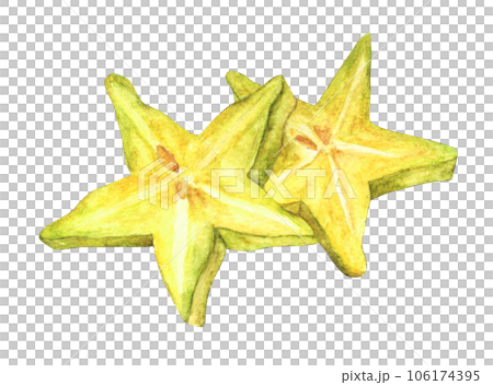Watercolor painting of  fresh Yellow fruit carambola. 106174395