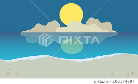 月と海の夜背景イラスト 106174397