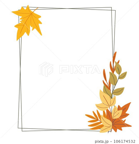 Rectangular frame with autumn leavesのイラスト素材 [106174532] - PIXTA