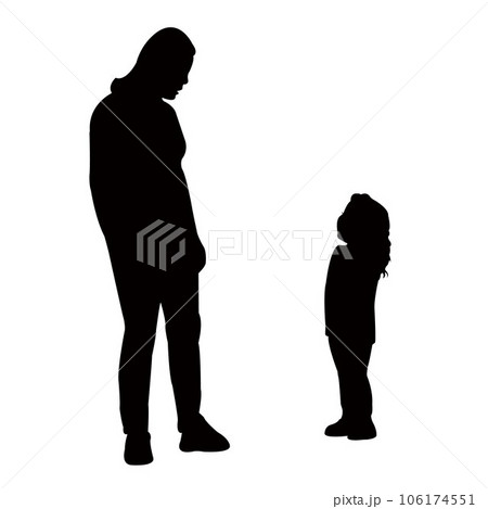 woman and girl making chat, silhouette vector 106174551