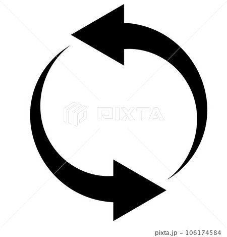 ぐるぐるカーブを描く2つの矢印（再利用、リユース、リサイクルなどにも） 106174584